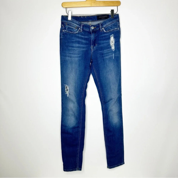 All Saints Zig Distressed Jeans Size 26 - Picture 4 of 5